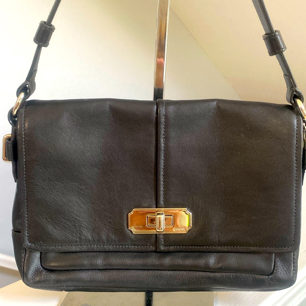 Coach Black Leather top Handle Bag